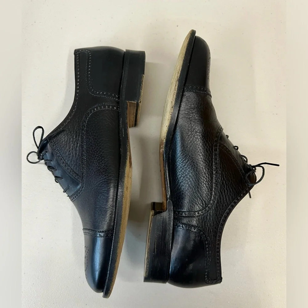 Bruno‎ Magli Charles Oxford Black Leather Shoes Size 8W